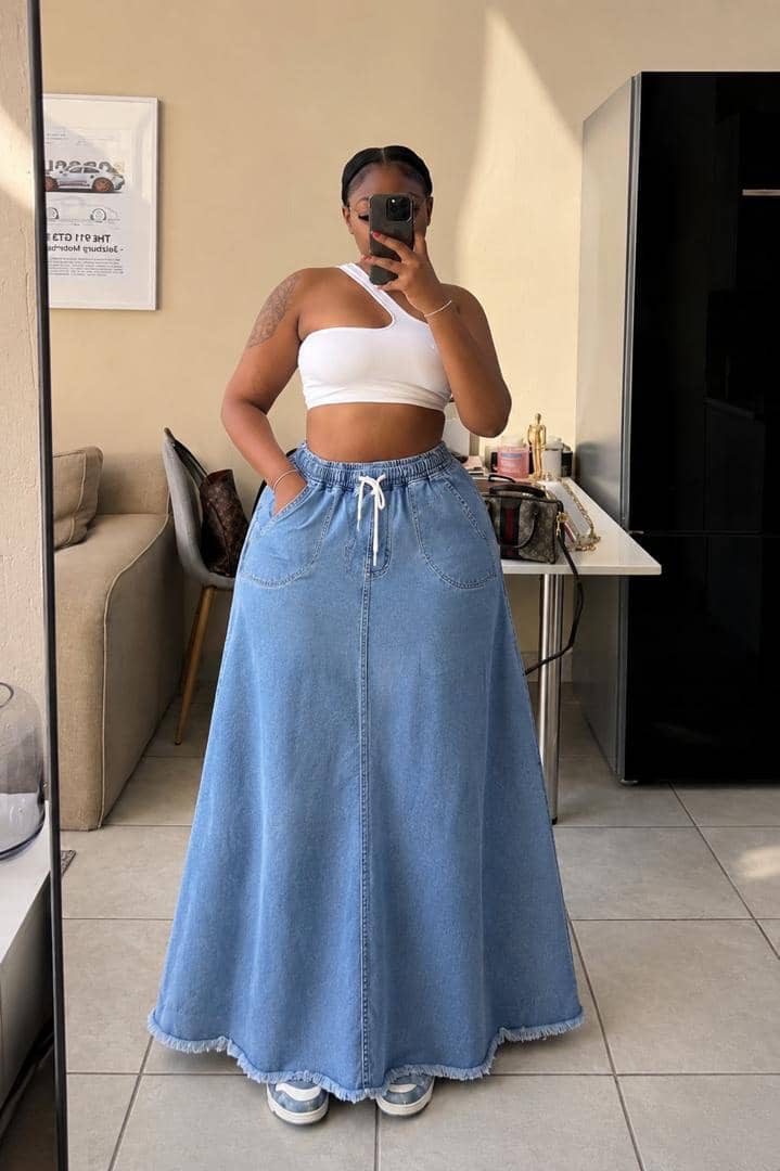 Jcex denim long skirt
