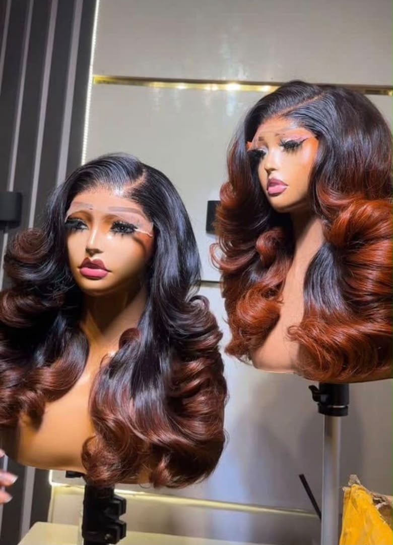 Black & Brown Wavy Human Hair Style Wig