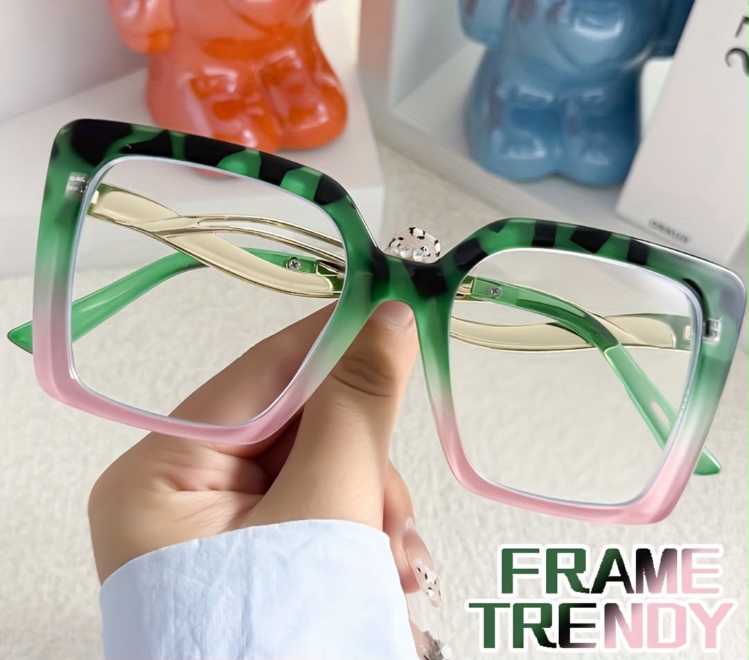 Green & Pink Gradient Oversized Statement Glasses